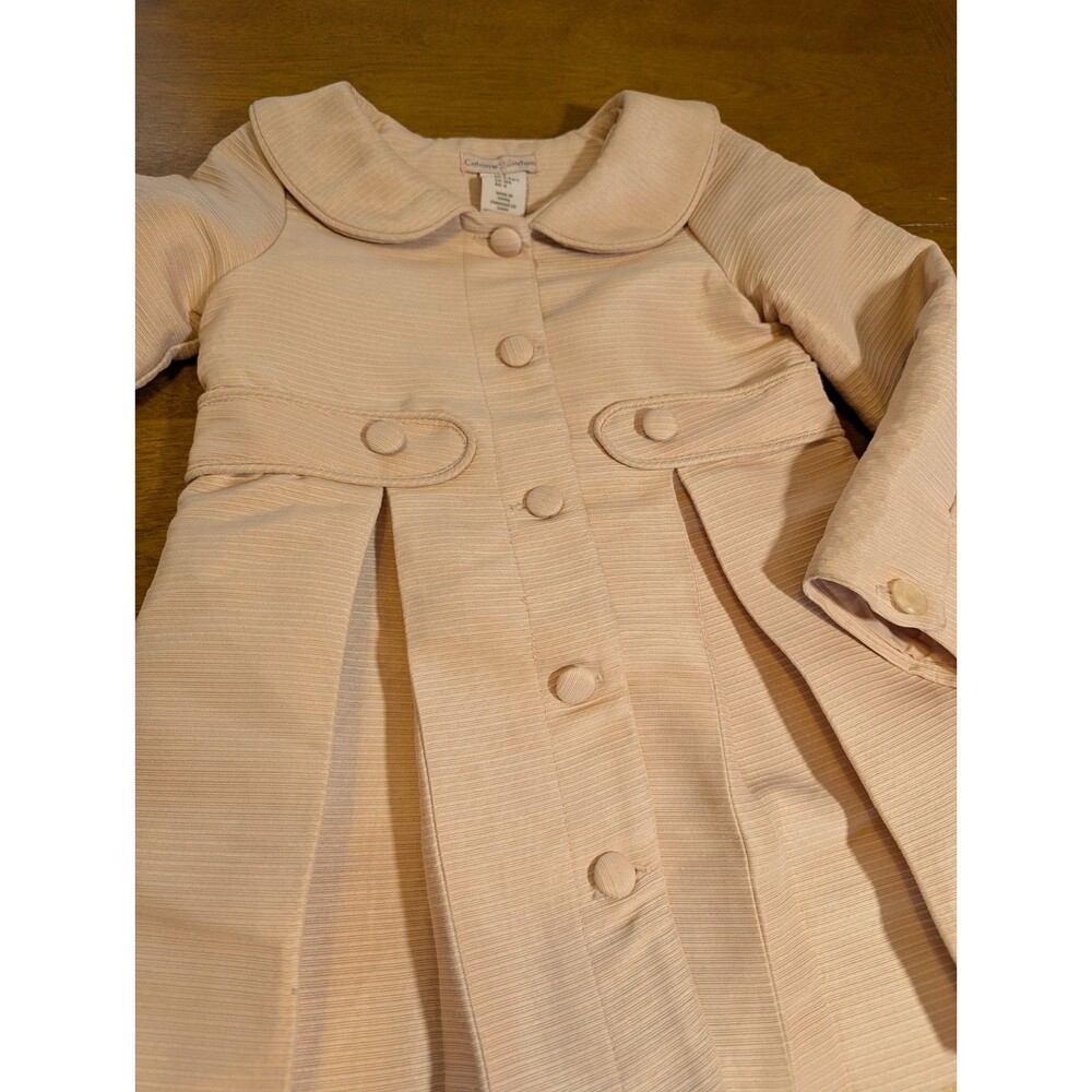 Catherine Malandrino Girls Textured Coat Dress 4Y Cream/Pink Trench